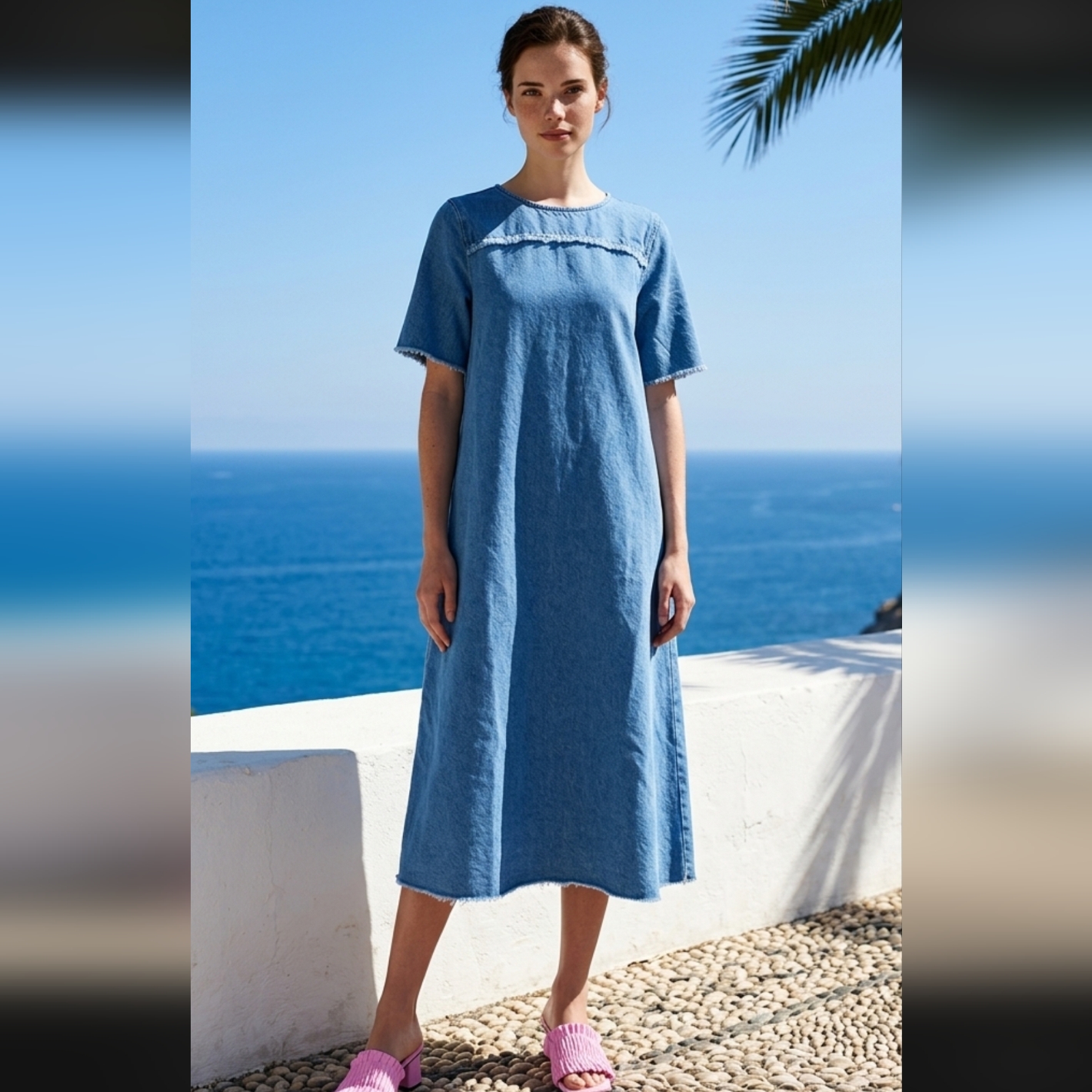 Ganni Heavy Denim A-Line Midi Dress